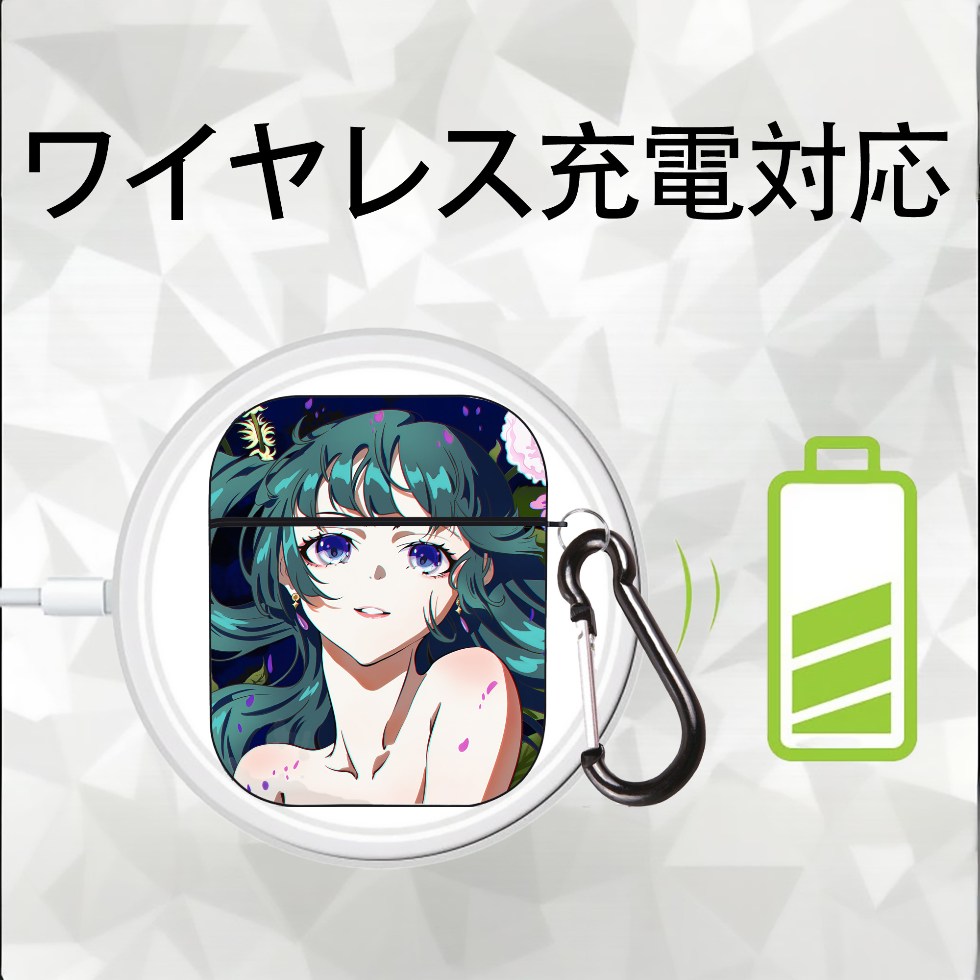 薬屋のひとりごと The Apothecary Diaries AirPods 第2世代保護ケース ハードシェル ブラック 耐衝撃・防指紋・カラビナ付き