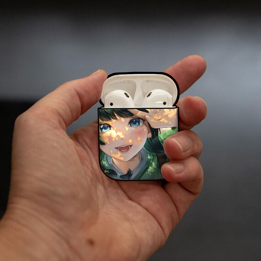 薬屋のひとりごと The Apothecary Diaries AirPods 第2世代保護ケース ハードシェル ブラック 耐衝撃・防指紋・カラビナ付き