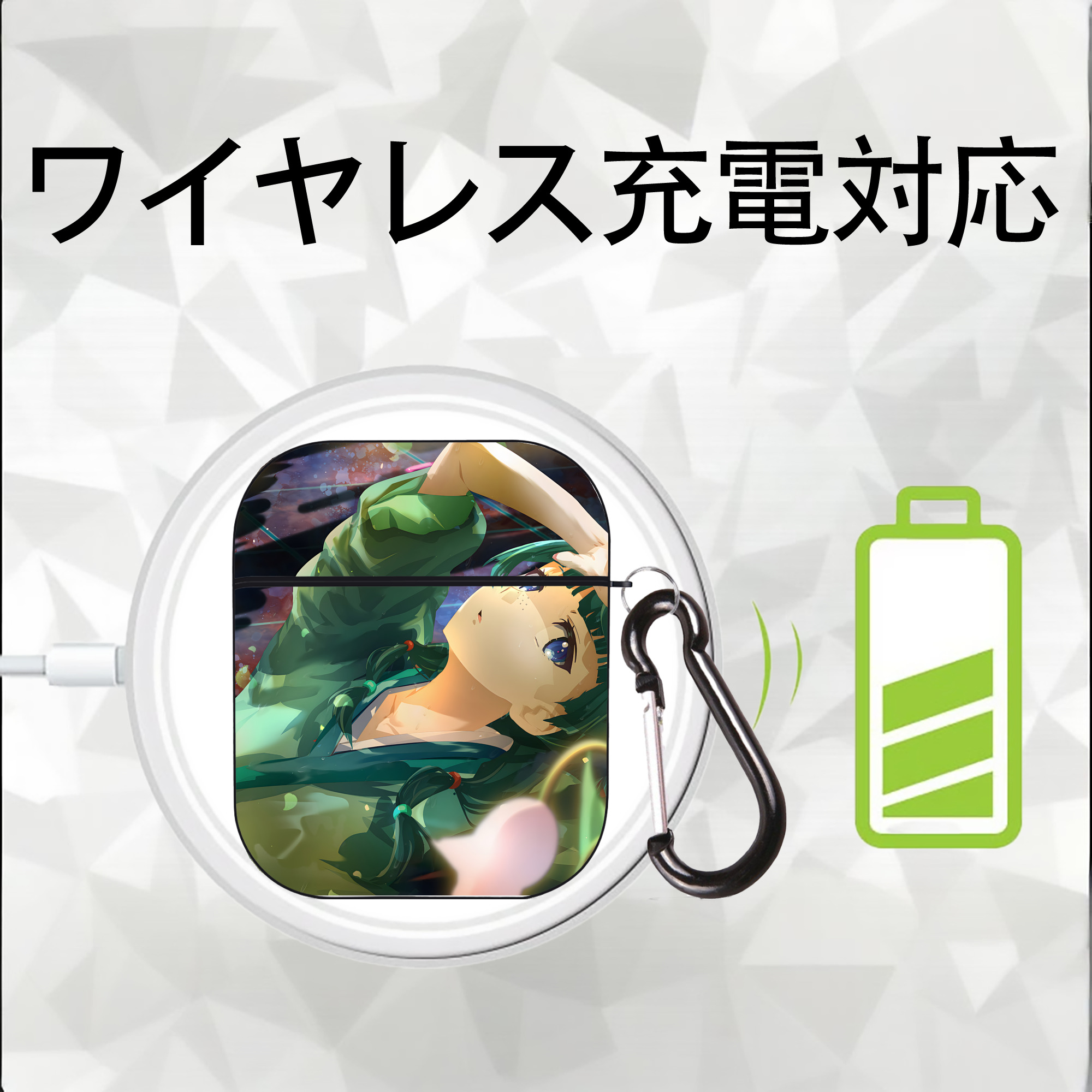 薬屋のひとりごと The Apothecary Diaries AirPods 第2世代保護ケース ハードシェル ブラック 耐衝撃・防指紋・カラビナ付き