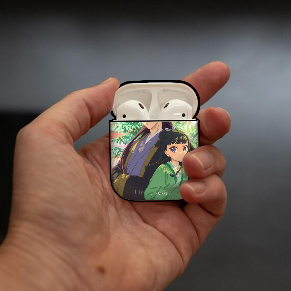 薬屋のひとりごと The Apothecary Diaries AirPods 第2世代保護ケース ハードシェル ブラック 耐衝撃・防指紋・カラビナ付き