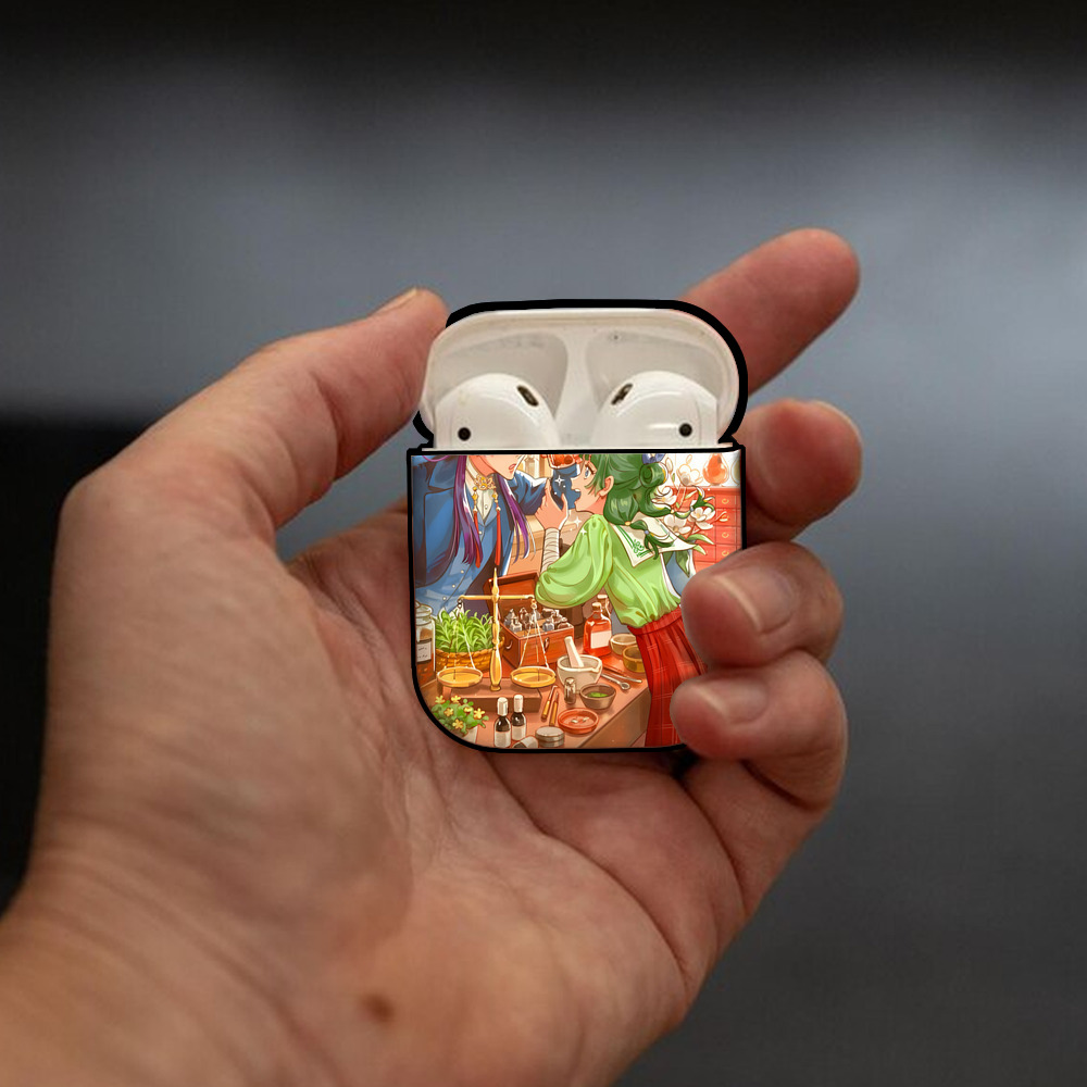 薬屋のひとりごと The Apothecary Diaries AirPods 第2世代保護ケース ハードシェル ブラック 耐衝撃・防指紋・カラビナ付き