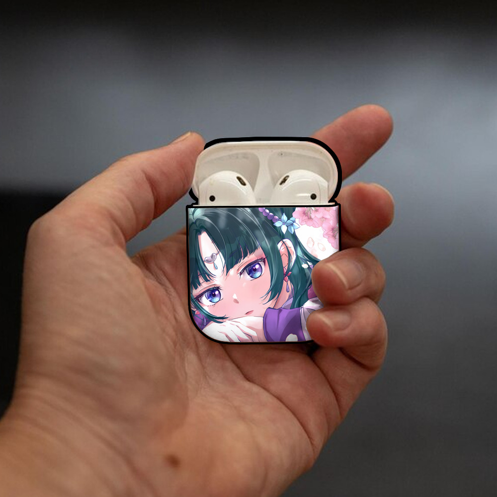 薬屋のひとりごと The Apothecary Diaries AirPods 第2世代保護ケース ハードシェル ブラック 耐衝撃・防指紋・カラビナ付き
