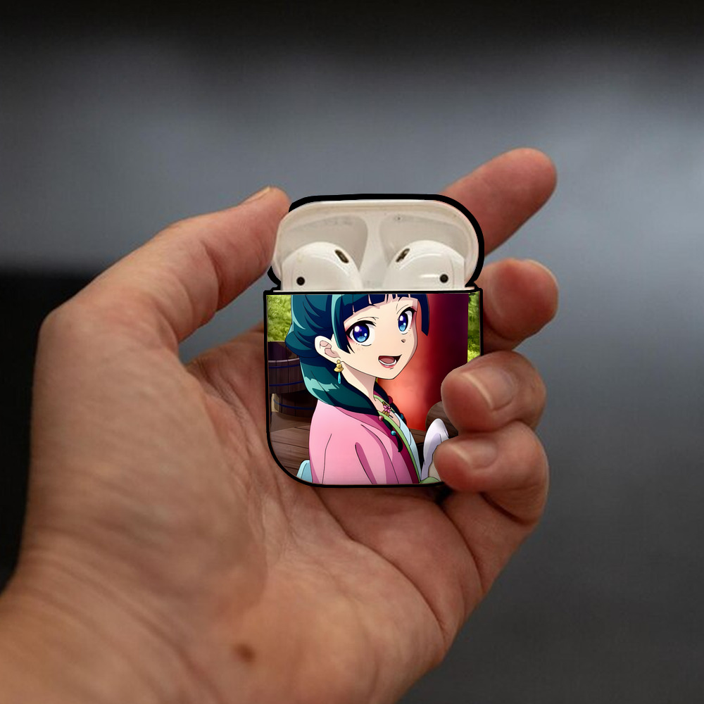薬屋のひとりごと The Apothecary Diaries AirPods 第2世代保護ケース ハードシェル ブラック 耐衝撃・防指紋・カラビナ付き