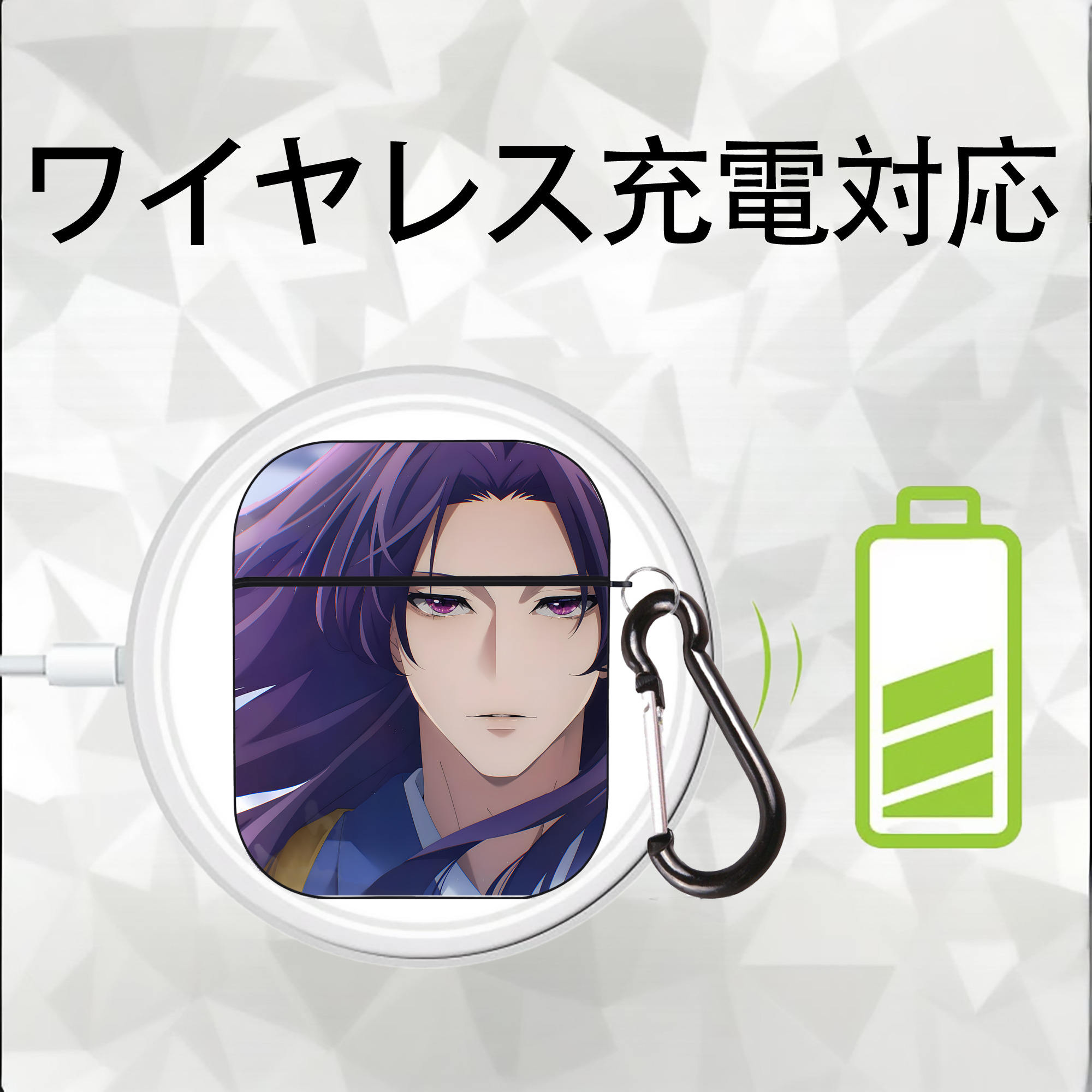 薬屋のひとりごと The Apothecary Diaries AirPods 第2世代保護ケース ハードシェル ブラック 耐衝撃・防指紋・カラビナ付き