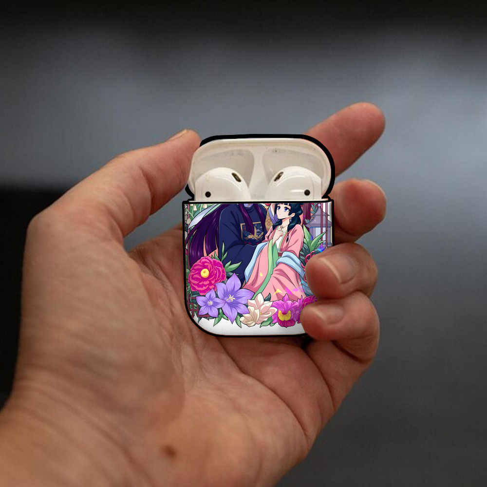 薬屋のひとりごと The Apothecary Diaries AirPods 第2世代保護ケース ハードシェル ブラック 耐衝撃・防指紋・カラビナ付き