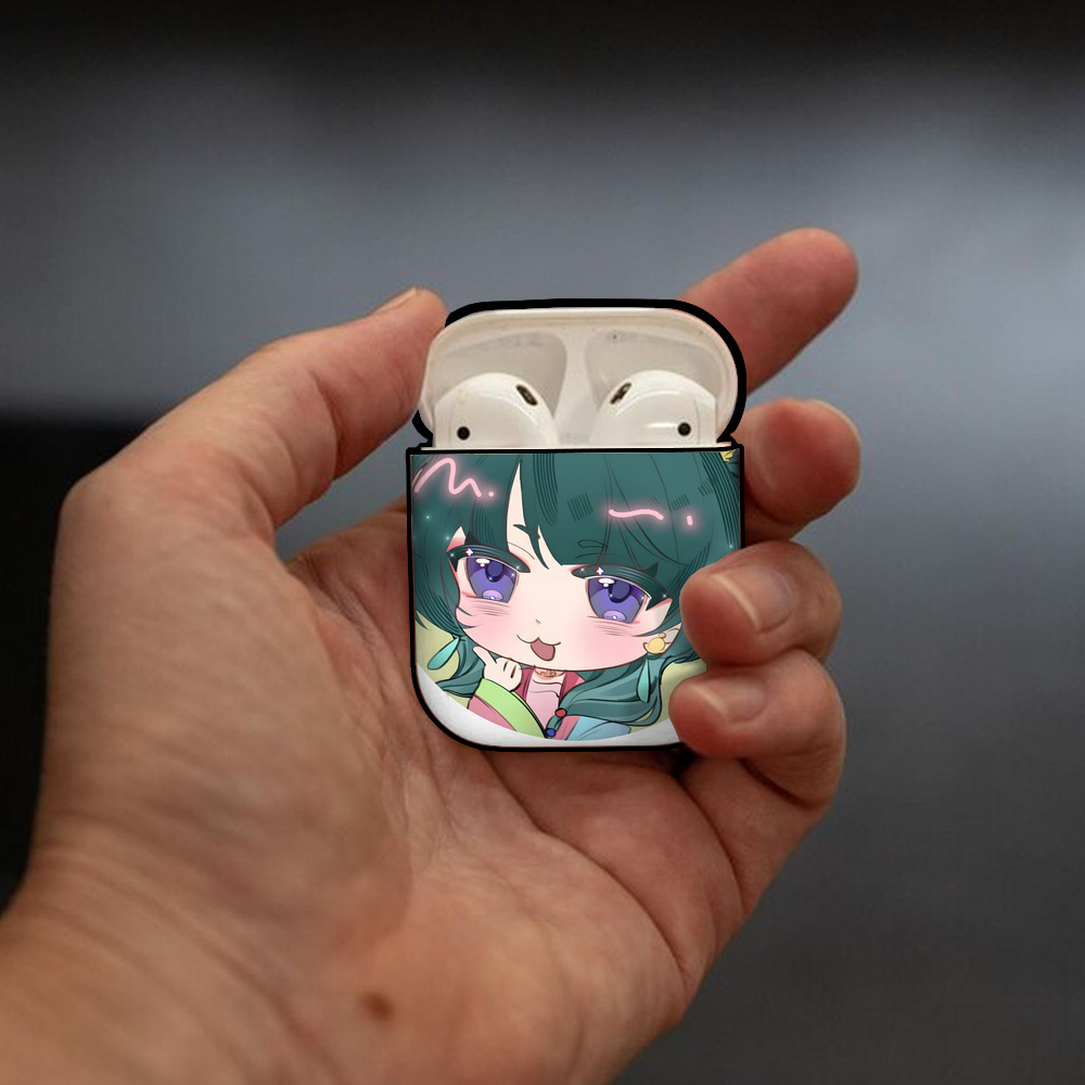 薬屋のひとりごと The Apothecary Diaries AirPods 第2世代保護ケース ハードシェル ブラック 耐衝撃・防指紋・カラビナ付き
