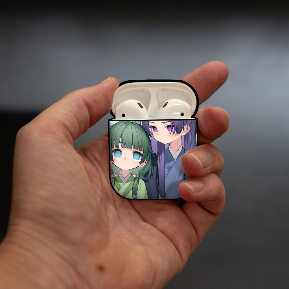 薬屋のひとりごと The Apothecary Diaries AirPods 第2世代保護ケース ハードシェル ブラック 耐衝撃・防指紋・カラビナ付き