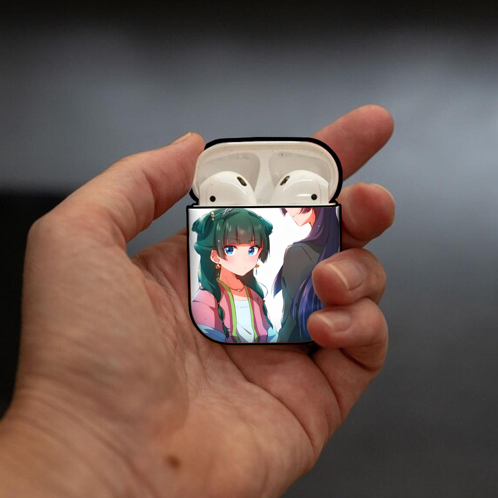 薬屋のひとりごと The Apothecary Diaries AirPods 第2世代保護ケース ハードシェル ブラック 耐衝撃・防指紋・カラビナ付き