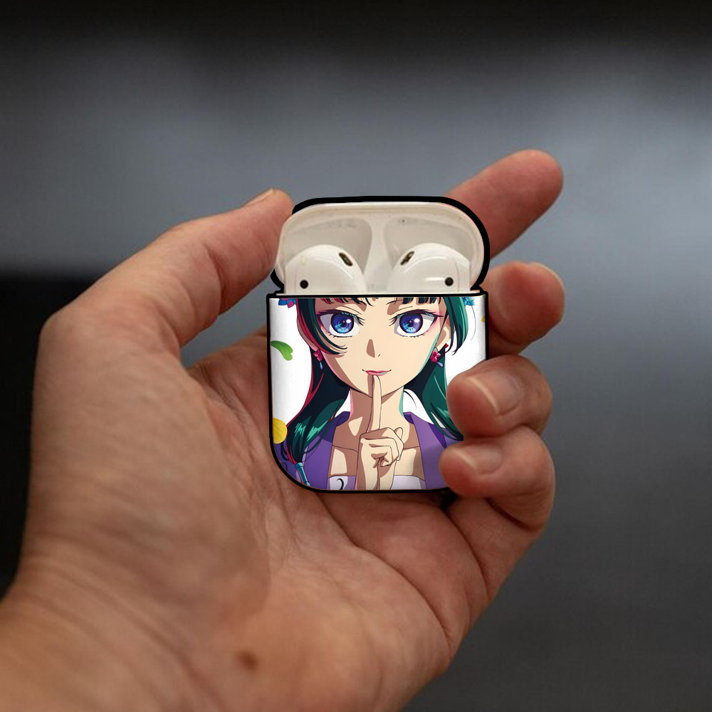 薬屋のひとりごと The Apothecary Diaries AirPods 第2世代保護ケース ハードシェル ブラック 耐衝撃・防指紋・カラビナ付き