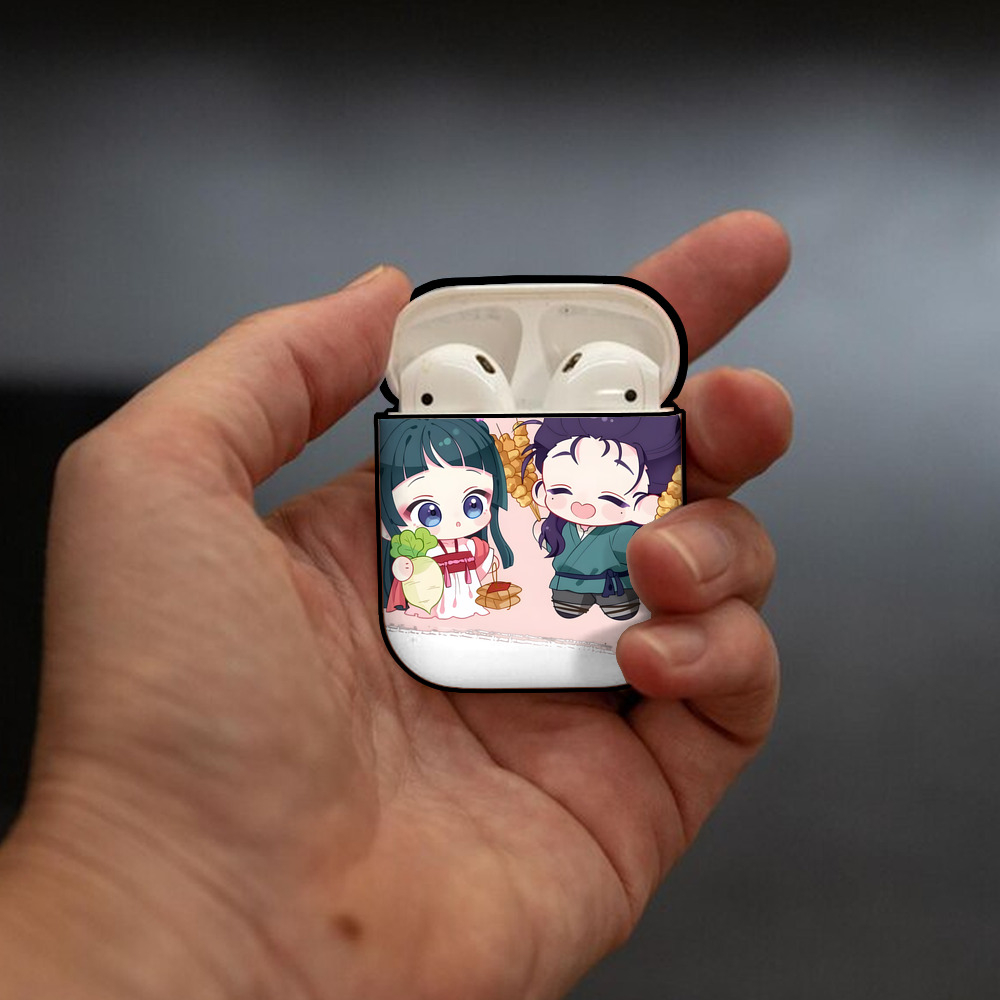 薬屋のひとりごと The Apothecary Diaries AirPods 第2世代保護ケース ハードシェル ブラック 耐衝撃・防指紋・カラビナ付き