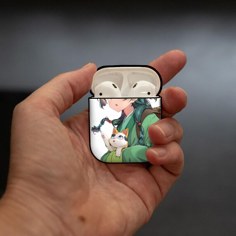 薬屋のひとりごと The Apothecary Diaries AirPods 第2世代保護ケース ハードシェル ブラック 耐衝撃・防指紋・カラビナ付き