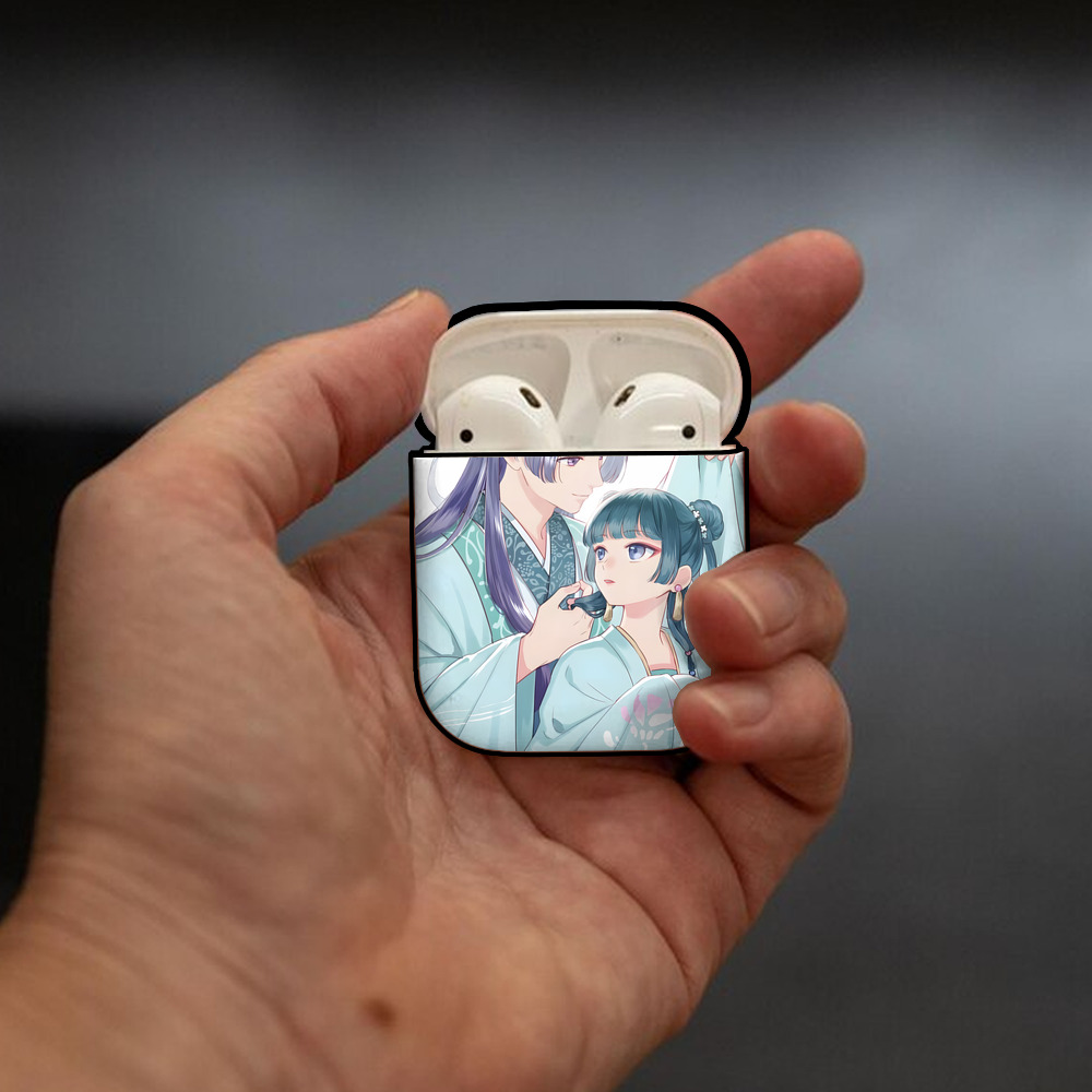 薬屋のひとりごと The Apothecary Diaries AirPods 第2世代保護ケース ハードシェル ブラック 耐衝撃・防指紋・カラビナ付き