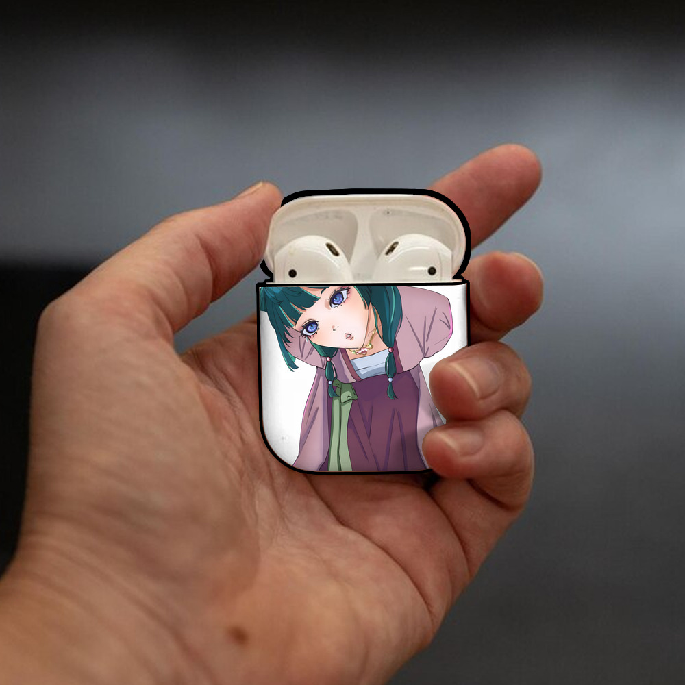薬屋のひとりごと The Apothecary Diaries AirPods 第2世代保護ケース ハードシェル ブラック 耐衝撃・防指紋・カラビナ付き