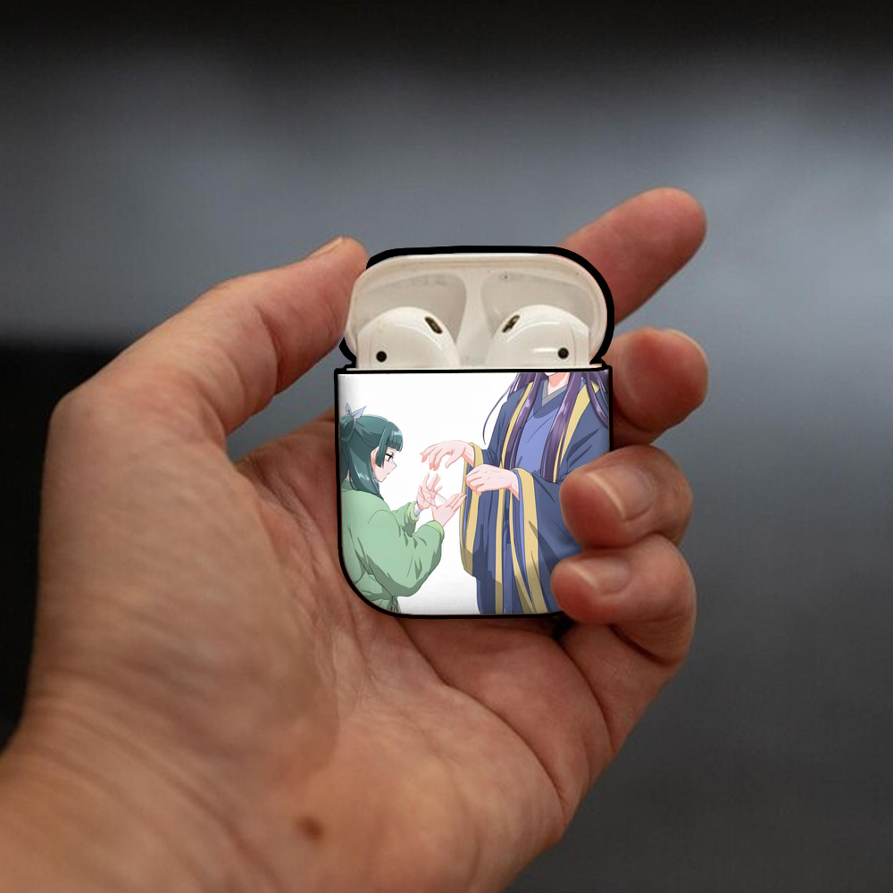 薬屋のひとりごと The Apothecary Diaries AirPods 第2世代保護ケース ハードシェル ブラック 耐衝撃・防指紋・カラビナ付き