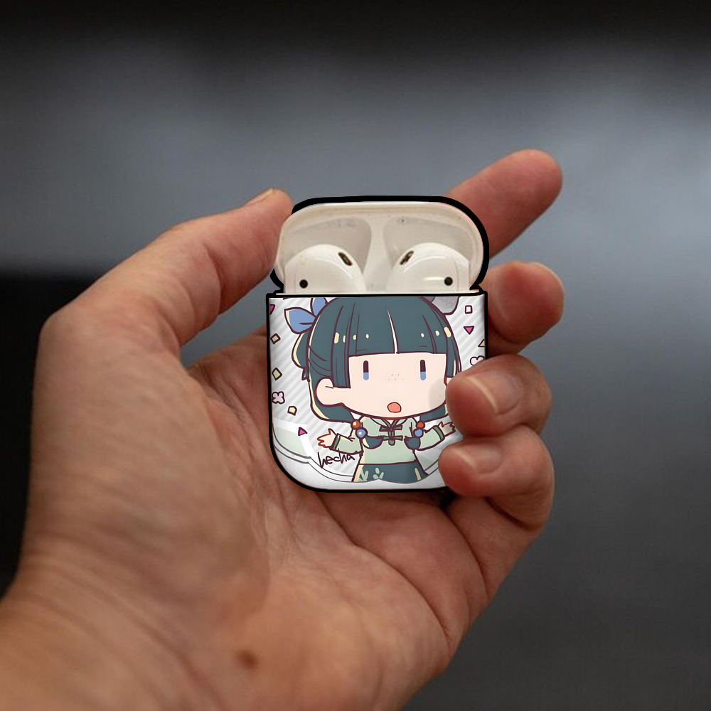 薬屋のひとりごと The Apothecary Diaries AirPods 第2世代保護ケース ハードシェル ブラック 耐衝撃・防指紋・カラビナ付き