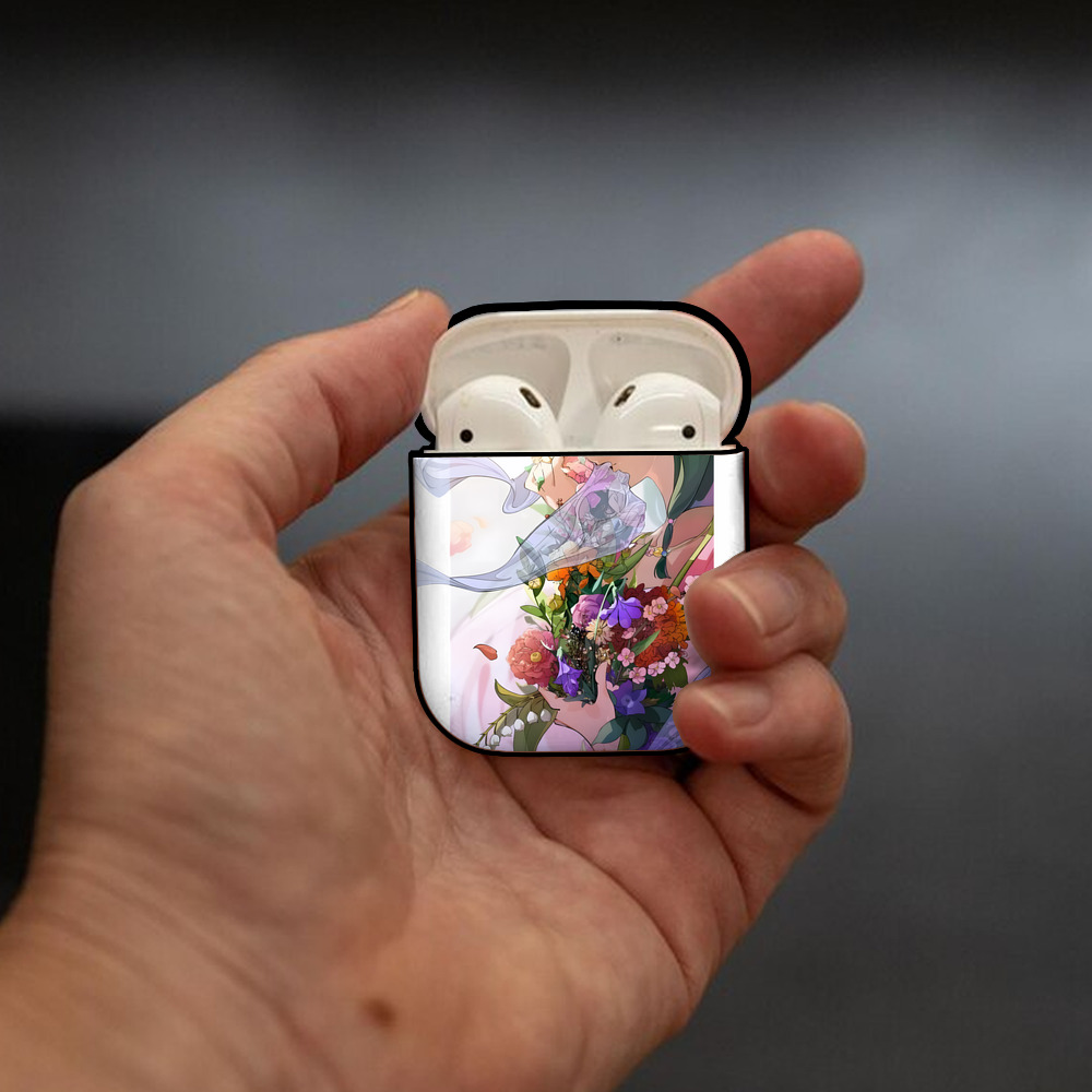 薬屋のひとりごと The Apothecary Diaries AirPods 第2世代保護ケース ハードシェル ブラック 耐衝撃・防指紋・カラビナ付き