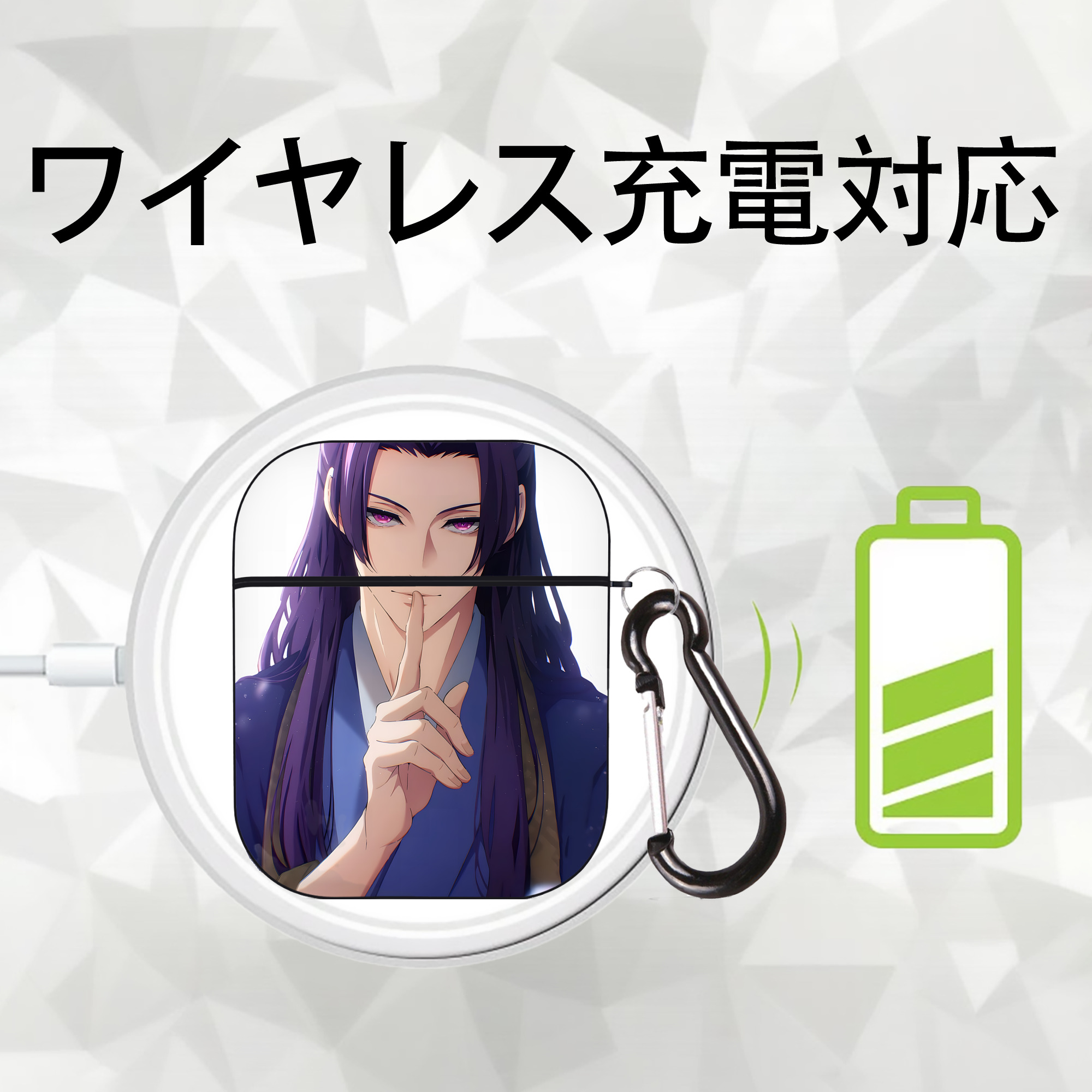 薬屋のひとりごと The Apothecary Diaries AirPods 第2世代保護ケース ハードシェル ブラック 耐衝撃・防指紋・カラビナ付き