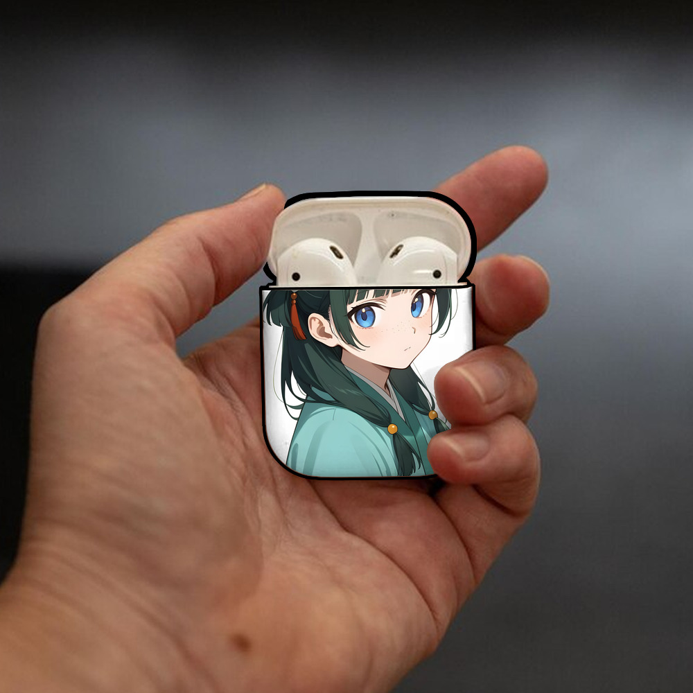 薬屋のひとりごと The Apothecary Diaries AirPods 第2世代保護ケース ハードシェル ブラック 耐衝撃・防指紋・カラビナ付き