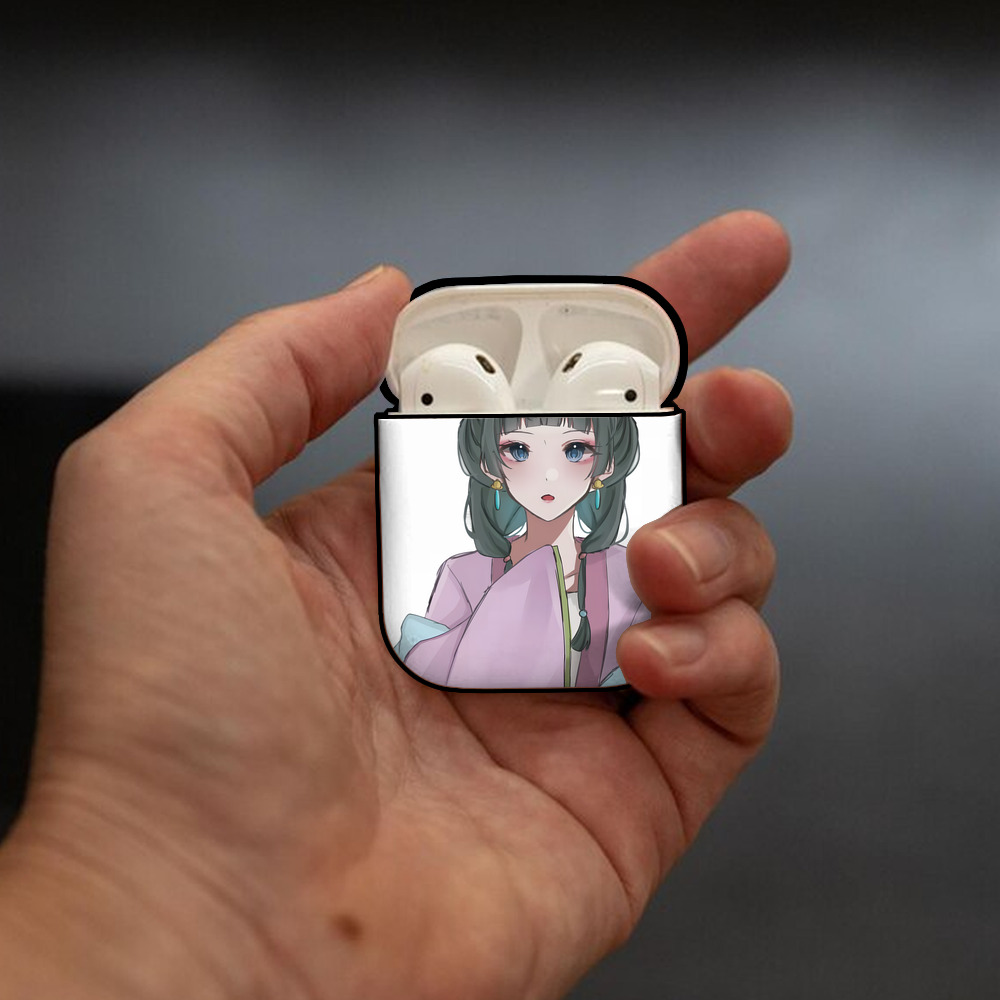 薬屋のひとりごと The Apothecary Diaries AirPods 第2世代保護ケース ハードシェル ブラック 耐衝撃・防指紋・カラビナ付き