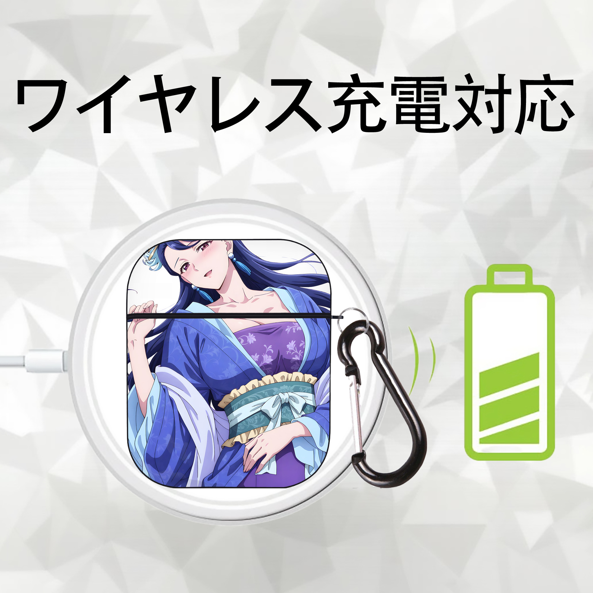 薬屋のひとりごと The Apothecary Diaries AirPods 第2世代保護ケース ハードシェル ブラック 耐衝撃・防指紋・カラビナ付き