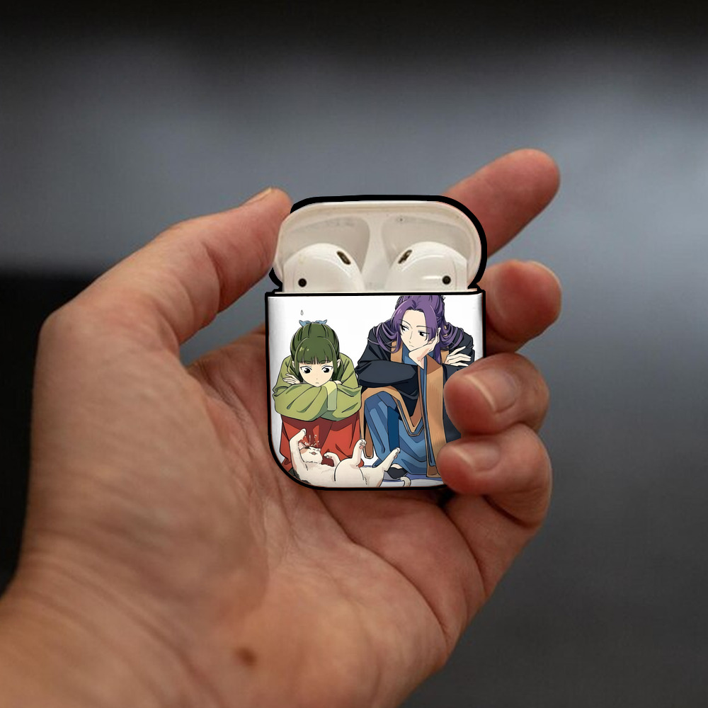 薬屋のひとりごと The Apothecary Diaries AirPods 第2世代保護ケース ハードシェル ブラック 耐衝撃・防指紋・カラビナ付き