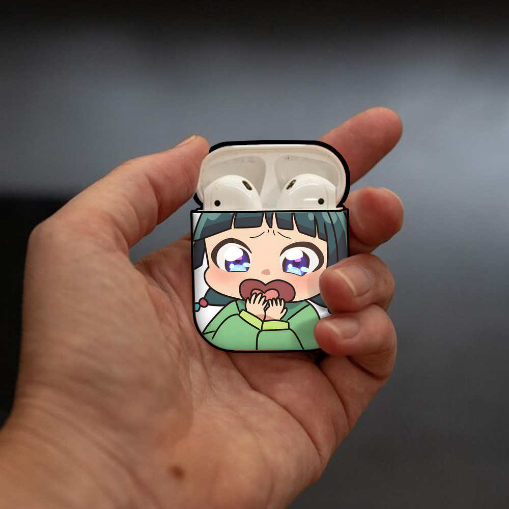 薬屋のひとりごと The Apothecary Diaries AirPods 第2世代保護ケース ハードシェル ブラック 耐衝撃・防指紋・カラビナ付き