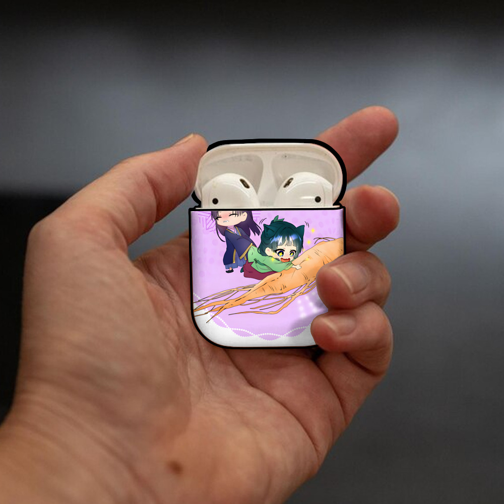 薬屋のひとりごと The Apothecary Diaries AirPods 第2世代保護ケース ハードシェル ブラック 耐衝撃・防指紋・カラビナ付き