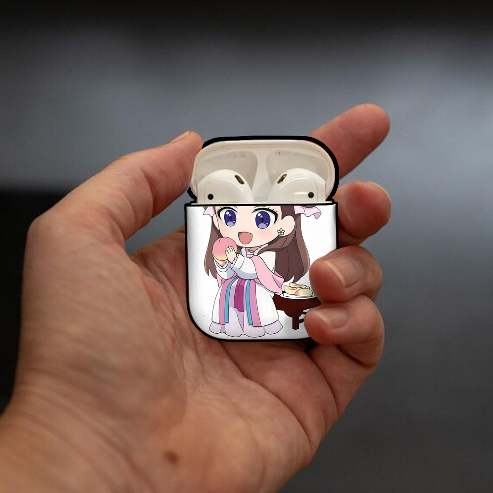 薬屋のひとりごと The Apothecary Diaries AirPods 第2世代保護ケース ハードシェル ブラック 耐衝撃・防指紋・カラビナ付き