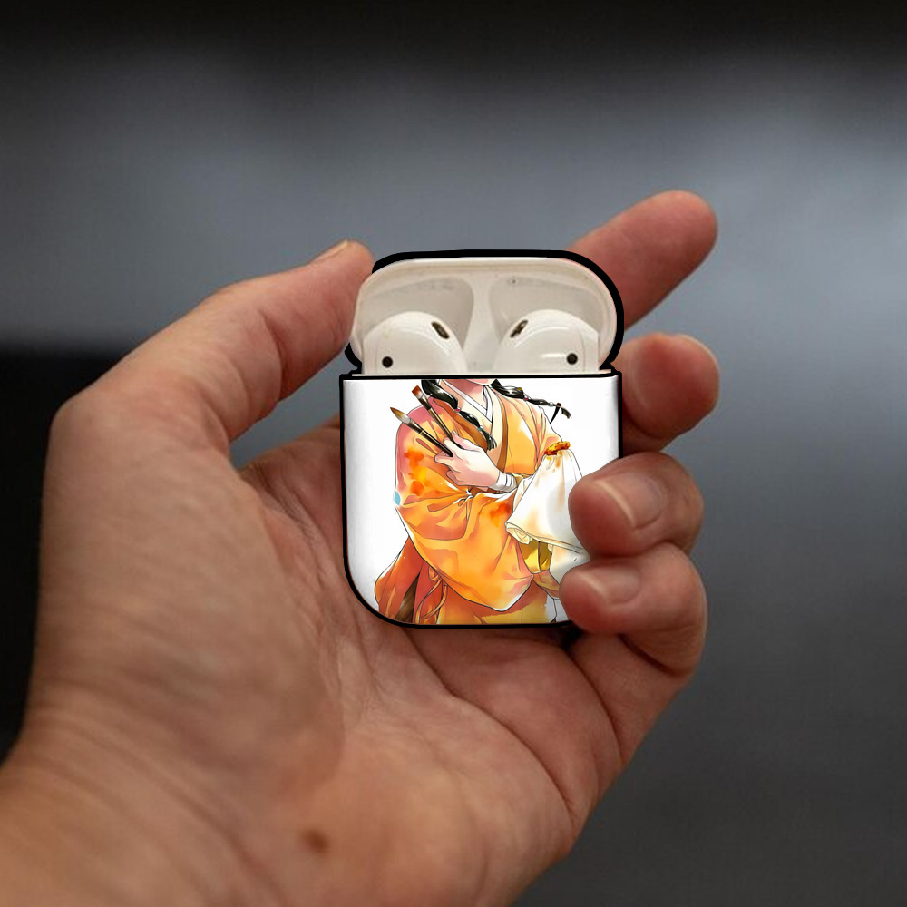 薬屋のひとりごと The Apothecary Diaries AirPods 第2世代保護ケース ハードシェル ブラック 耐衝撃・防指紋・カラビナ付き