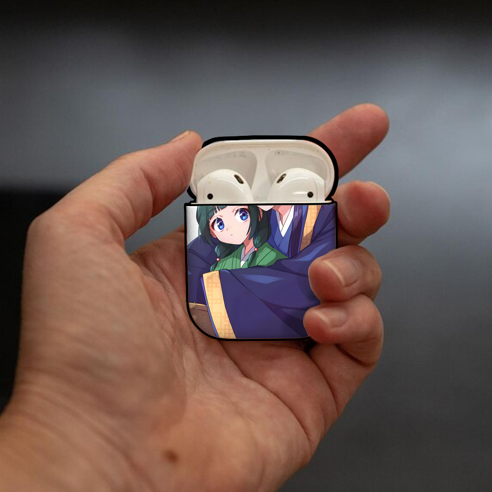 薬屋のひとりごと The Apothecary Diaries AirPods 第2世代保護ケース ハードシェル ブラック 耐衝撃・防指紋・カラビナ付き