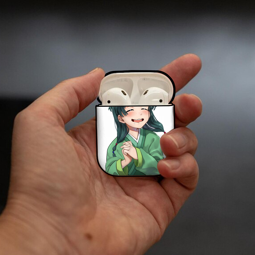 薬屋のひとりごと The Apothecary Diaries AirPods 第2世代保護ケース ハードシェル ブラック 耐衝撃・防指紋・カラビナ付き
