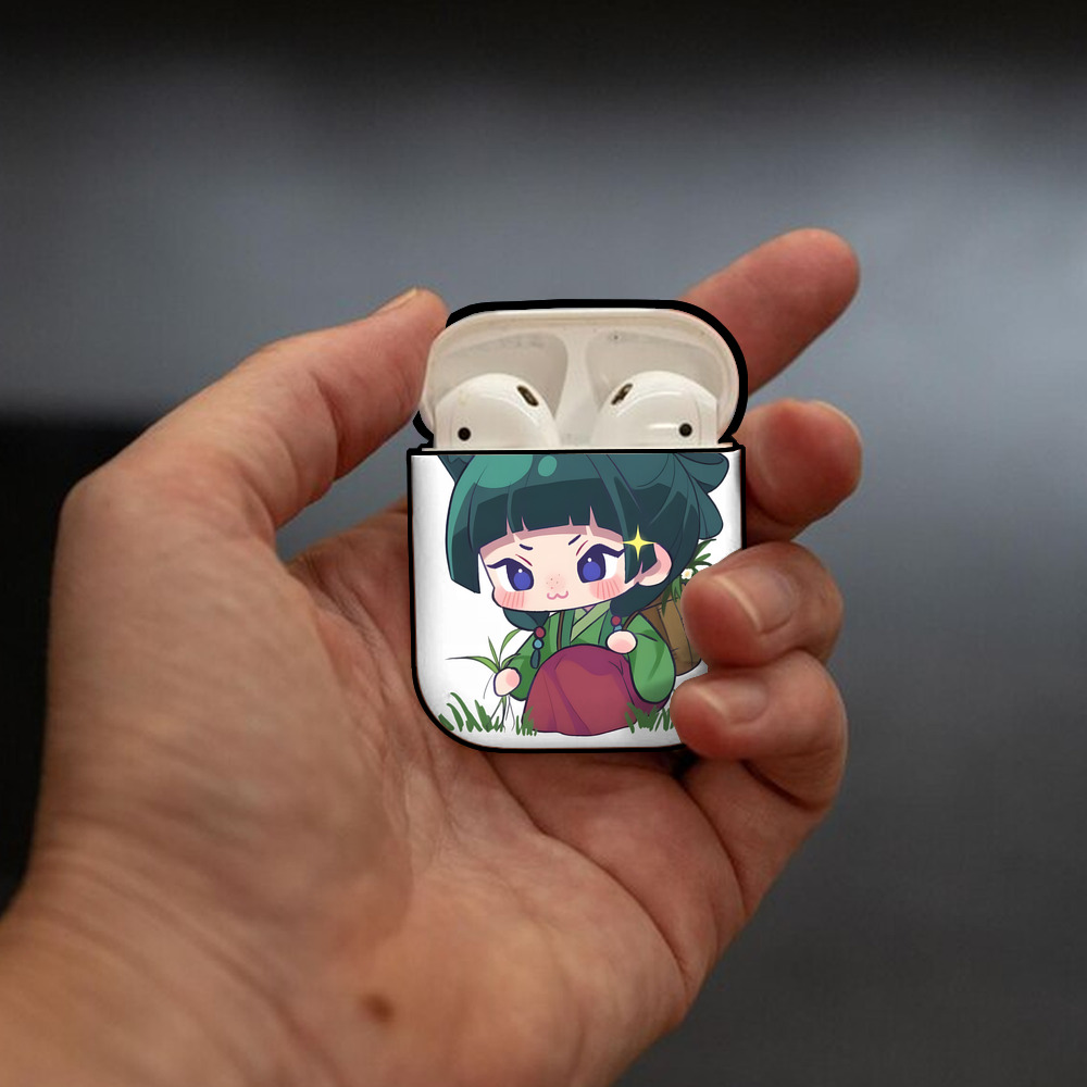 薬屋のひとりごと The Apothecary Diaries AirPods 第2世代保護ケース ハードシェル ブラック 耐衝撃・防指紋・カラビナ付き