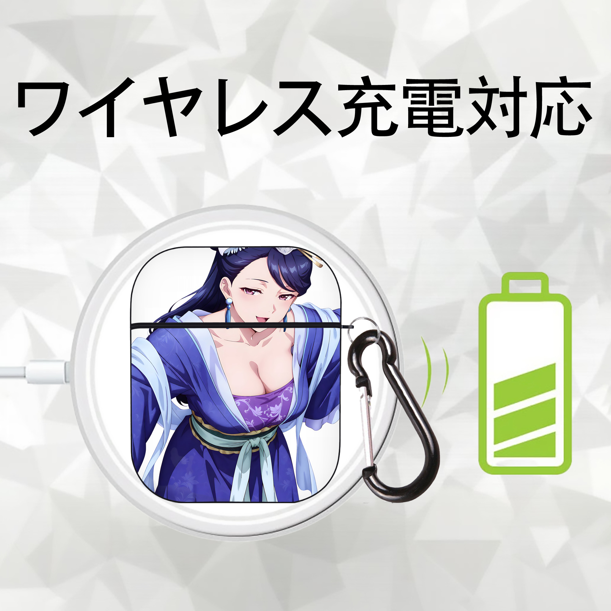 薬屋のひとりごと The Apothecary Diaries AirPods 第2世代保護ケース ハードシェル ブラック 耐衝撃・防指紋・カラビナ付き
