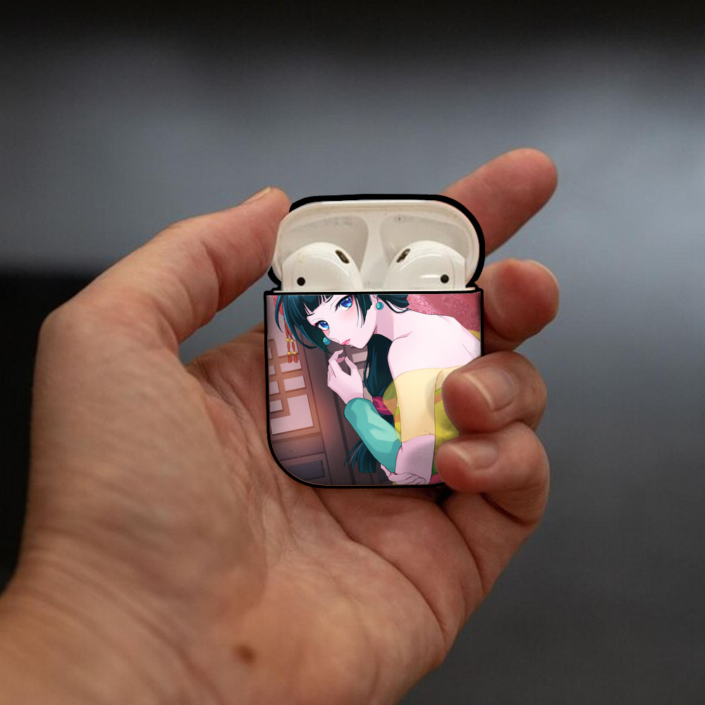 薬屋のひとりごと The Apothecary Diaries AirPods 第2世代保護ケース ハードシェル ブラック 耐衝撃・防指紋・カラビナ付き