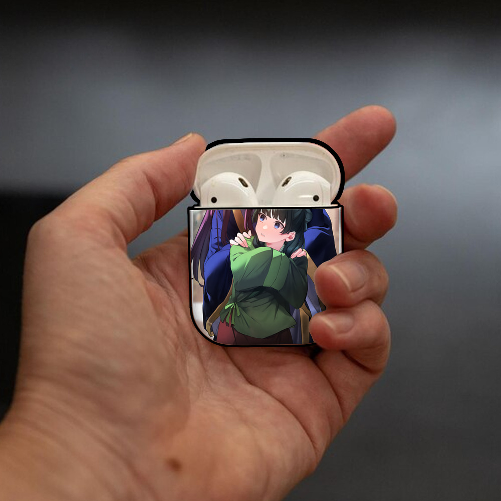 薬屋のひとりごと The Apothecary Diaries AirPods 第2世代保護ケース ハードシェル ブラック 耐衝撃・防指紋・カラビナ付き