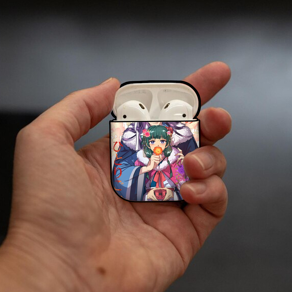 薬屋のひとりごと The Apothecary Diaries AirPods 第2世代保護ケース ハードシェル ブラック 耐衝撃・防指紋・カラビナ付き