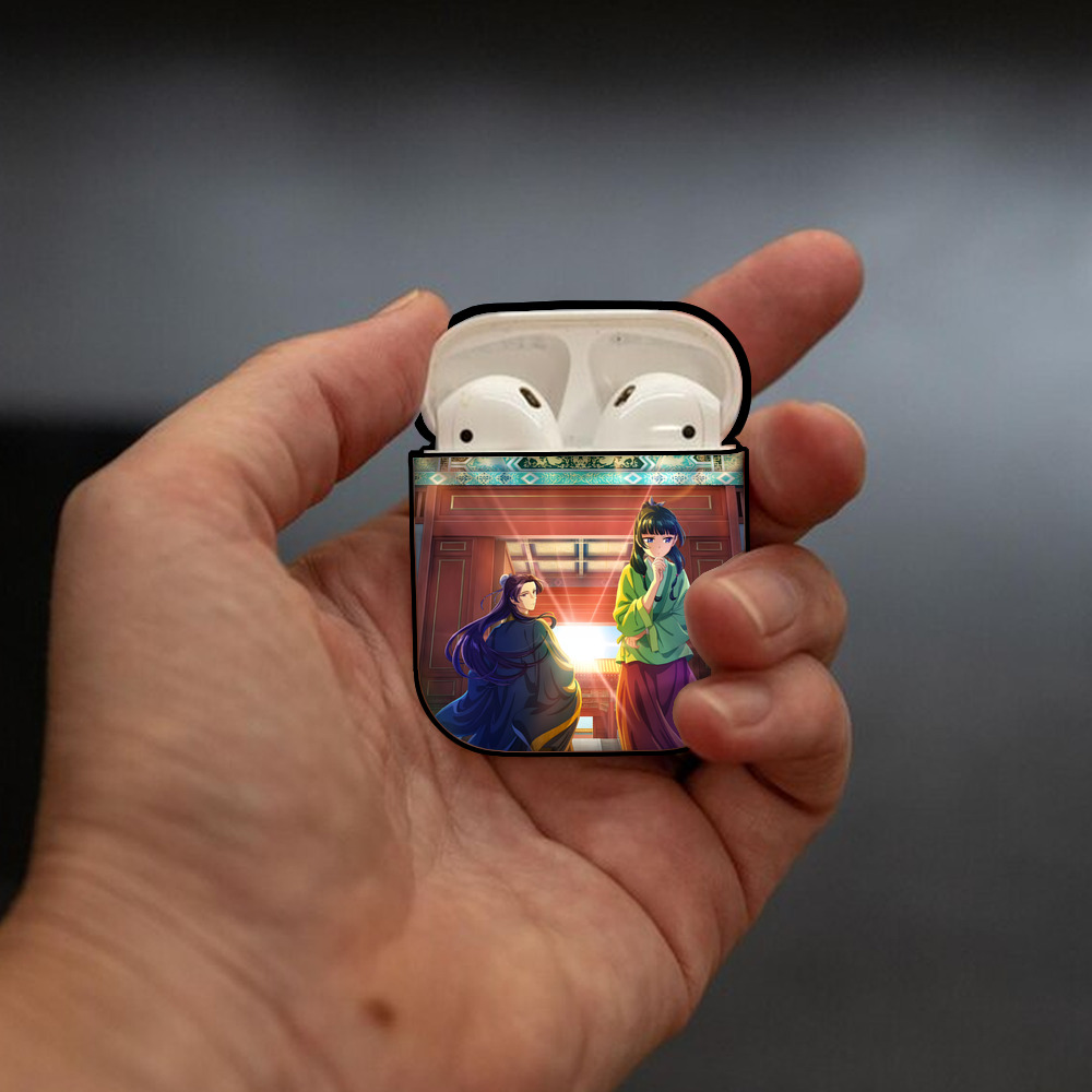 薬屋のひとりごと The Apothecary Diaries AirPods 第2世代保護ケース ハードシェル ブラック 耐衝撃・防指紋・カラビナ付き