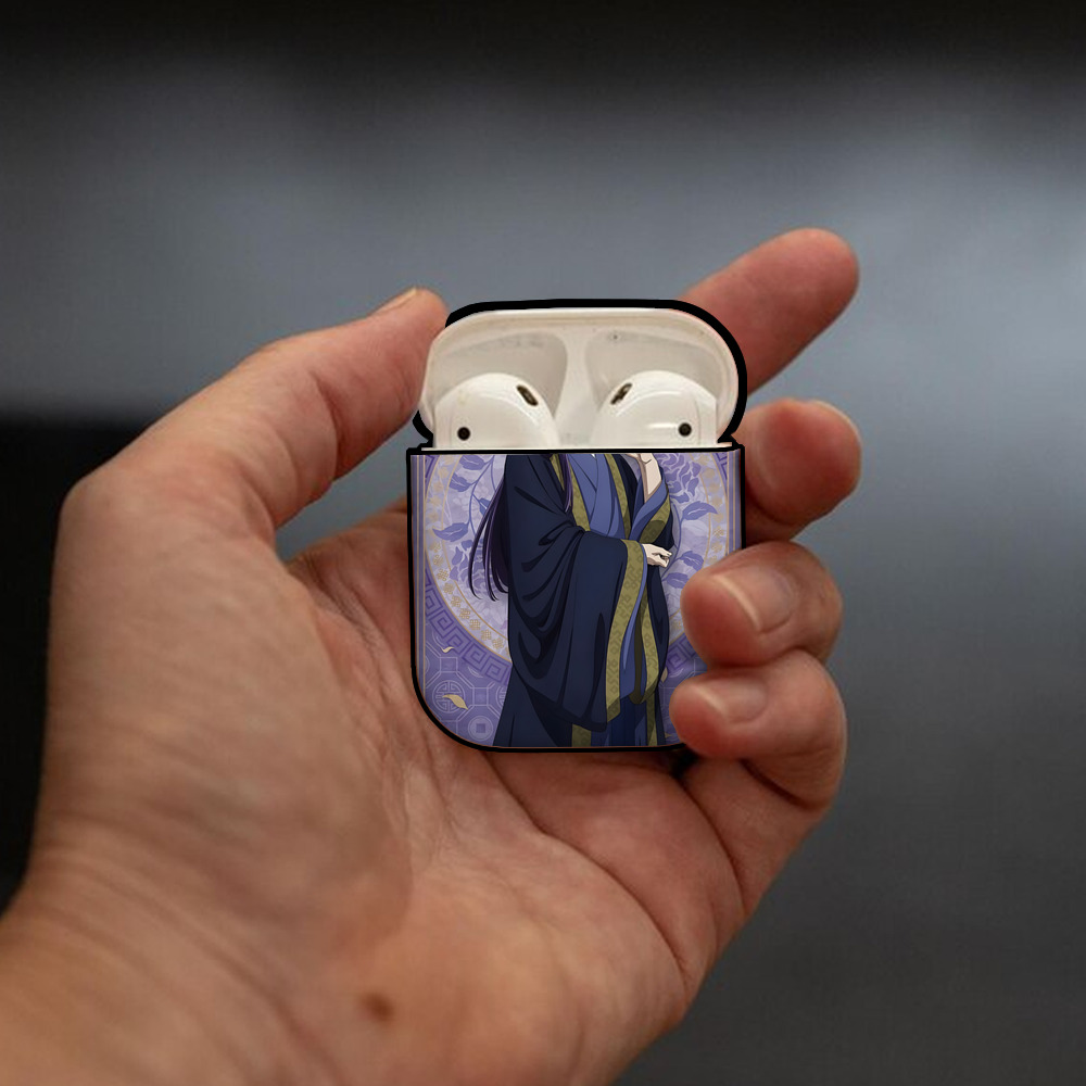 薬屋のひとりごと The Apothecary Diaries AirPods 第2世代保護ケース ハードシェル ブラック 耐衝撃・防指紋・カラビナ付き