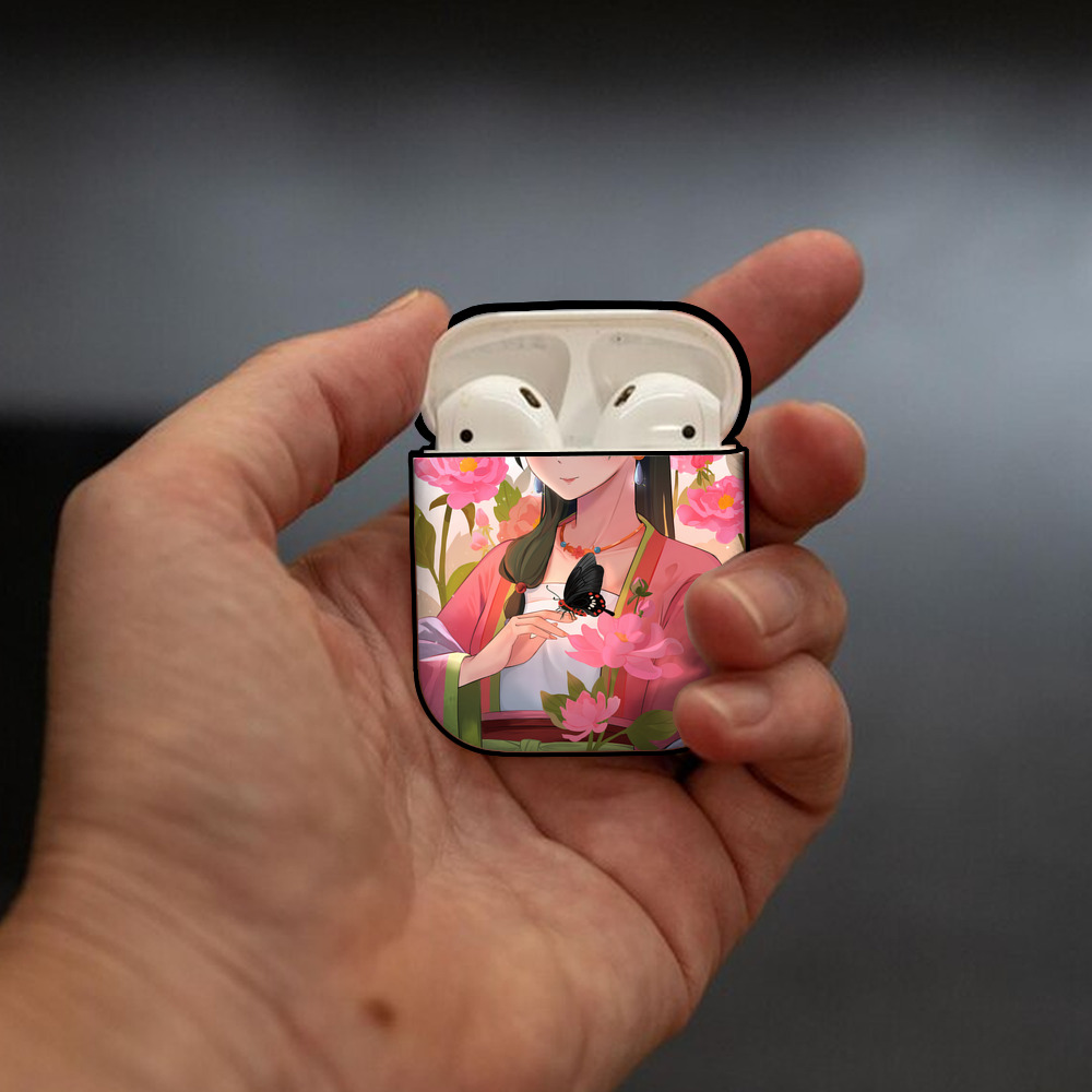 薬屋のひとりごと The Apothecary Diaries AirPods 第2世代保護ケース ハードシェル ブラック 耐衝撃・防指紋・カラビナ付き