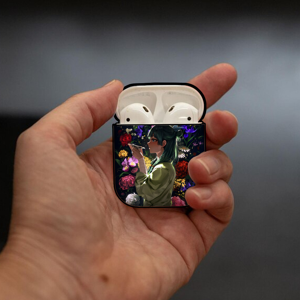 薬屋のひとりごと The Apothecary Diaries AirPods 第2世代保護ケース ハードシェル ブラック 耐衝撃・防指紋・カラビナ付き