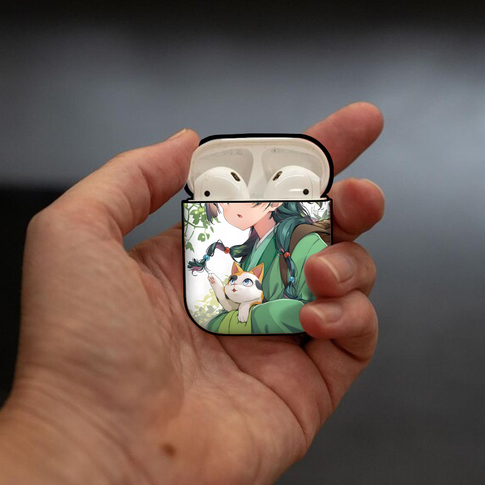 薬屋のひとりごと The Apothecary Diaries AirPods 第2世代保護ケース ハードシェル ブラック 耐衝撃・防指紋・カラビナ付き