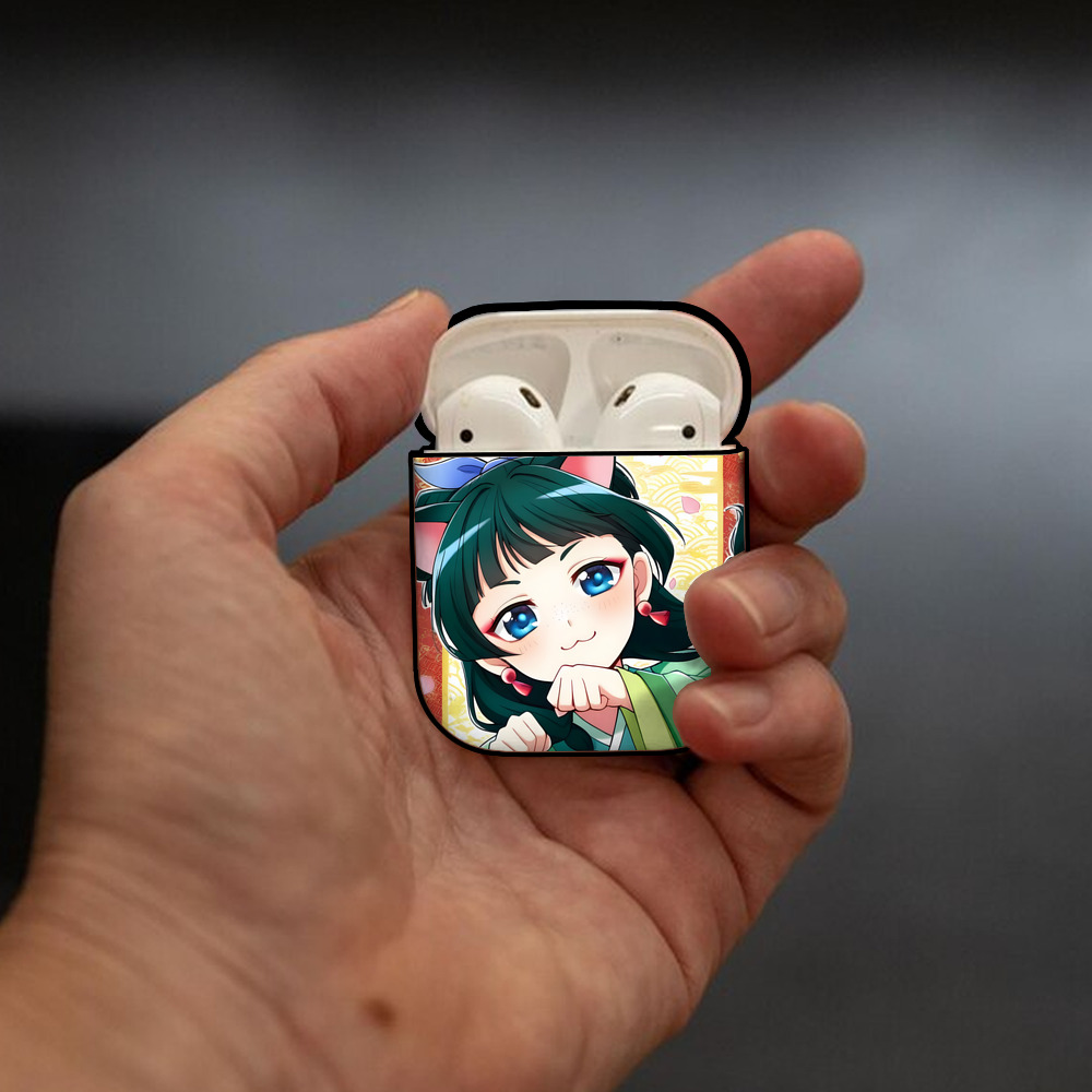 薬屋のひとりごと The Apothecary Diaries AirPods 第2世代保護ケース ハードシェル ブラック 耐衝撃・防指紋・カラビナ付き