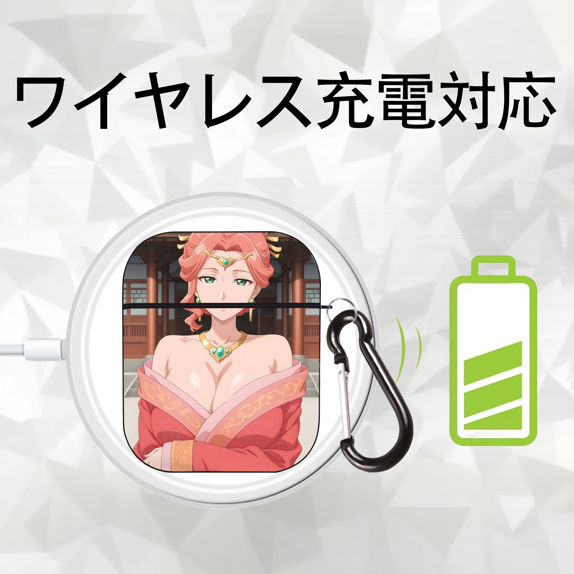 薬屋のひとりごと The Apothecary Diaries AirPods 第2世代保護ケース ハードシェル ブラック 耐衝撃・防指紋・カラビナ付き