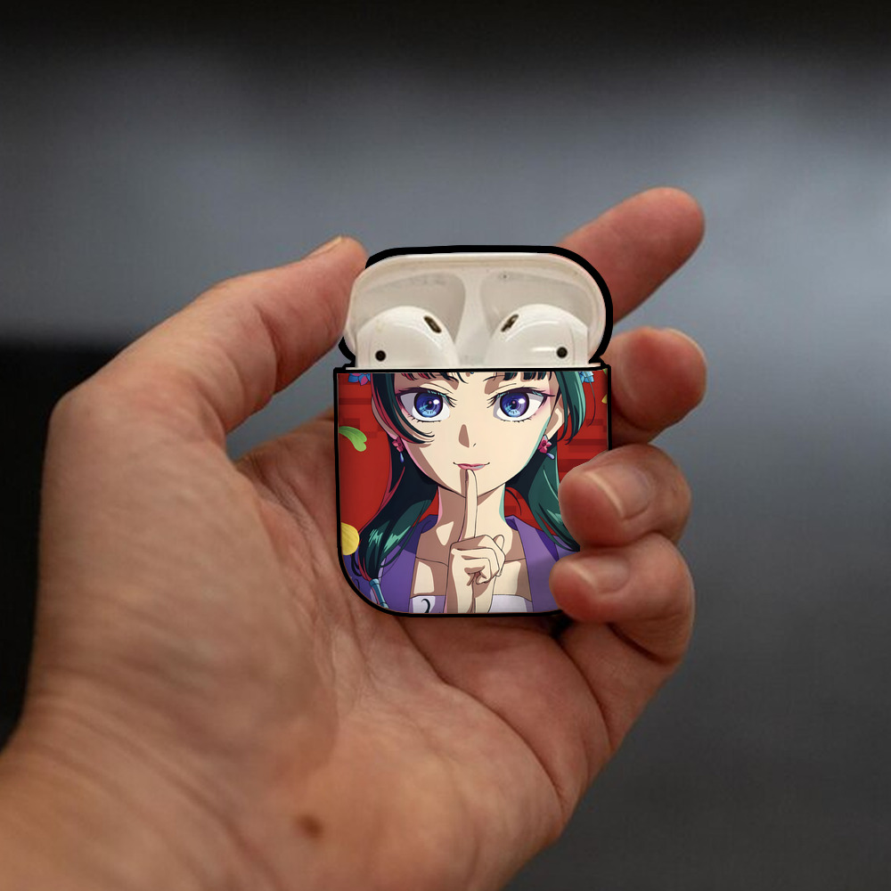 薬屋のひとりごと The Apothecary Diaries AirPods 第2世代保護ケース ハードシェル ブラック 耐衝撃・防指紋・カラビナ付き