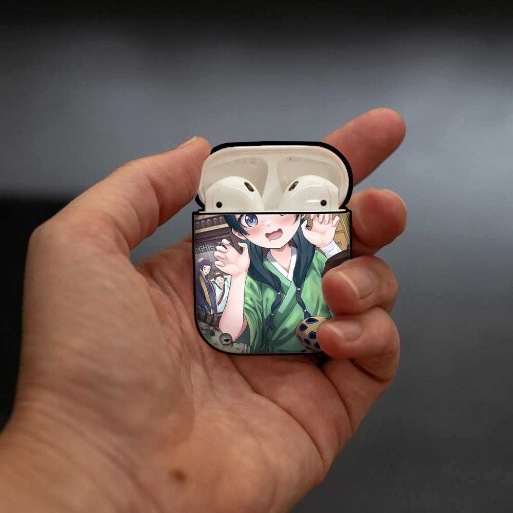 薬屋のひとりごと The Apothecary Diaries AirPods 第2世代保護ケース ハードシェル ブラック 耐衝撃・防指紋・カラビナ付き