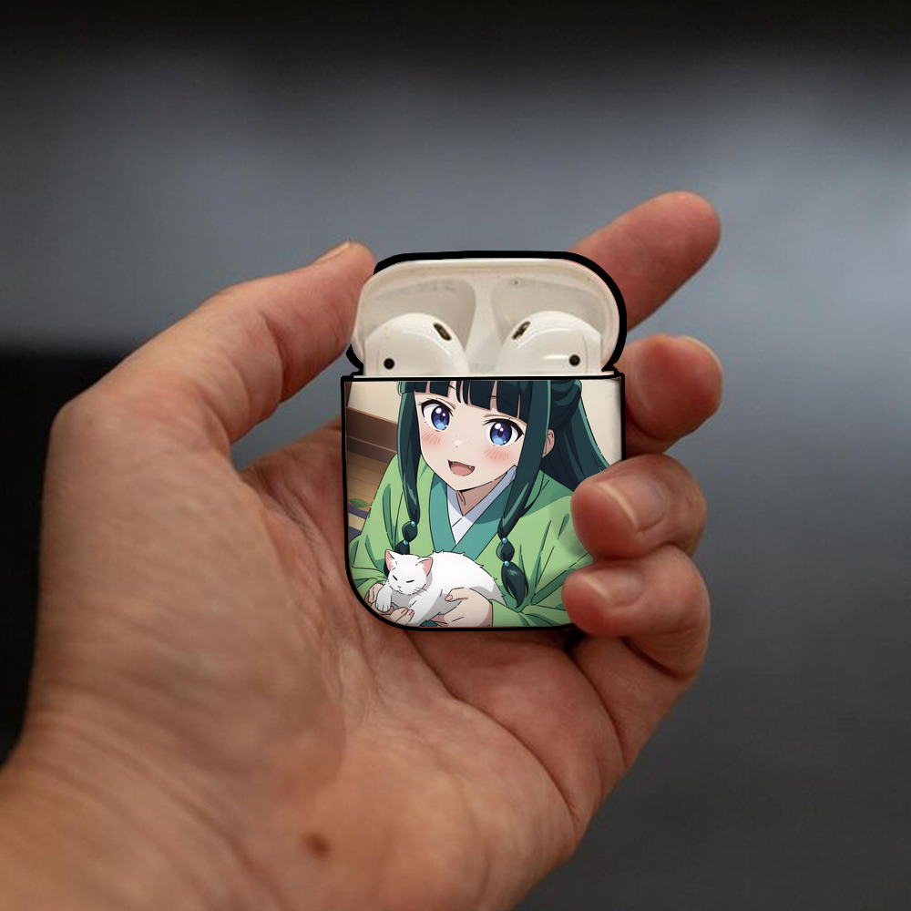 薬屋のひとりごと The Apothecary Diaries AirPods 第2世代保護ケース ハードシェル ブラック 耐衝撃・防指紋・カラビナ付き