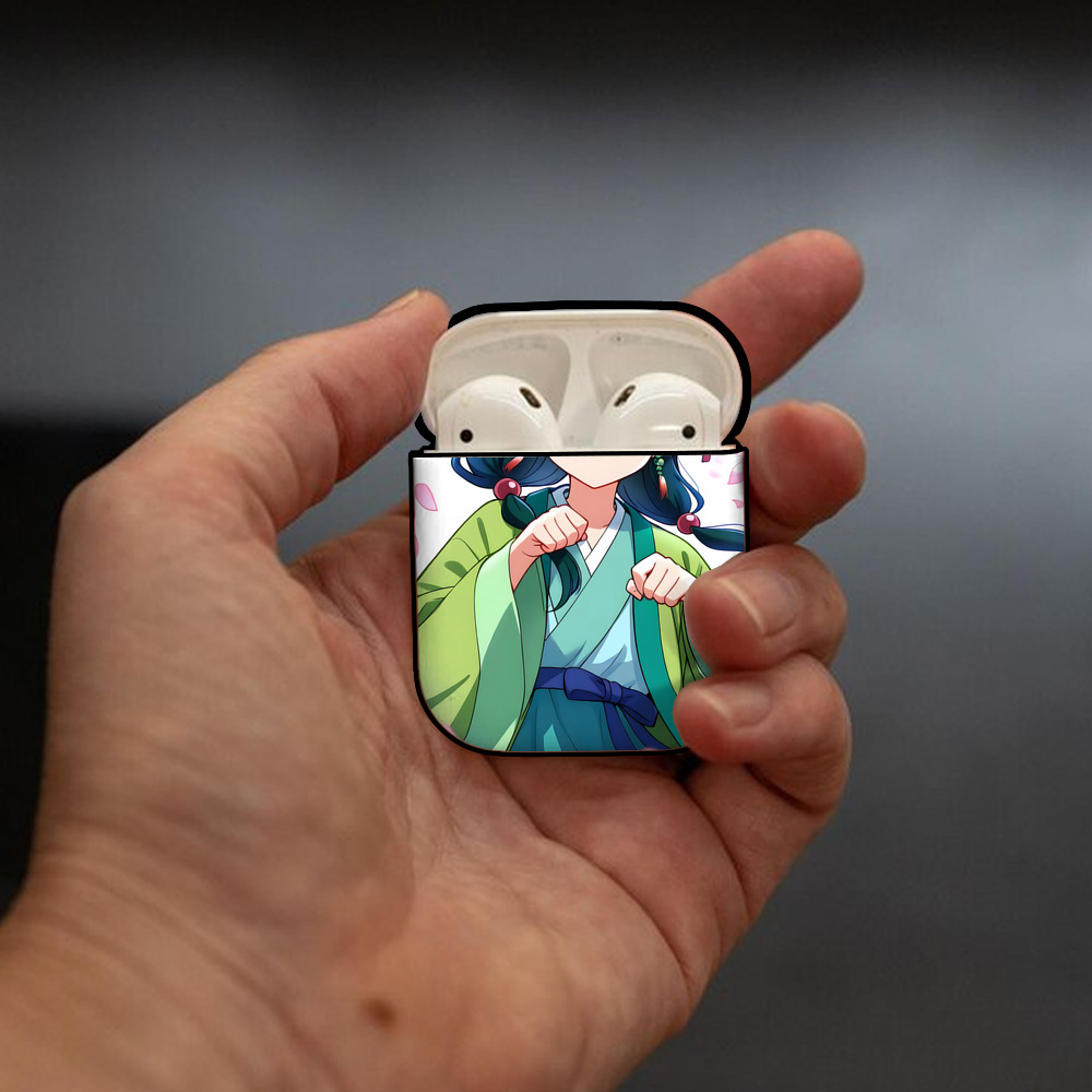薬屋のひとりごと The Apothecary Diaries AirPods 第2世代保護ケース ハードシェル ブラック 耐衝撃・防指紋・カラビナ付き