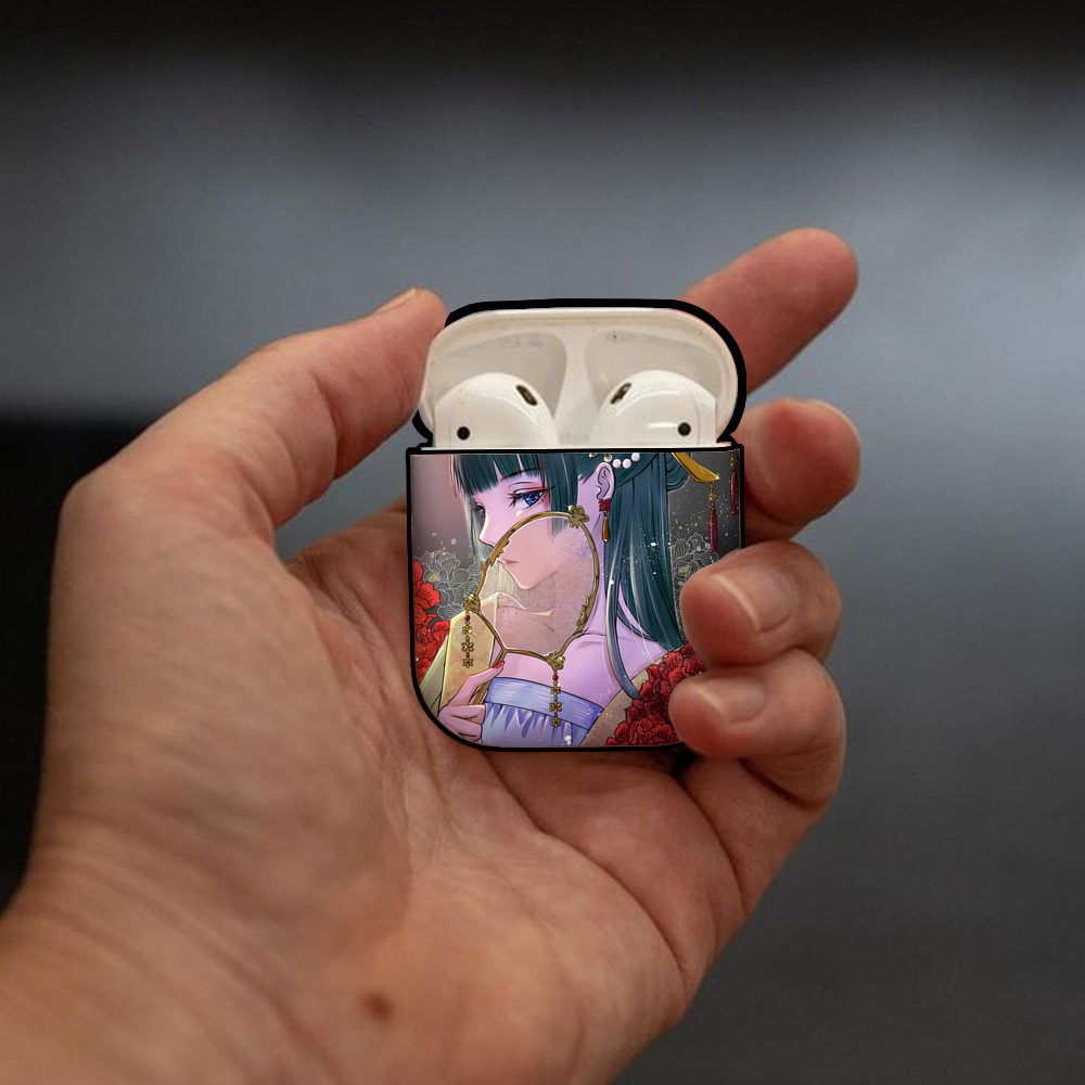 薬屋のひとりごと The Apothecary Diaries AirPods 第2世代保護ケース ハードシェル ブラック 耐衝撃・防指紋・カラビナ付き