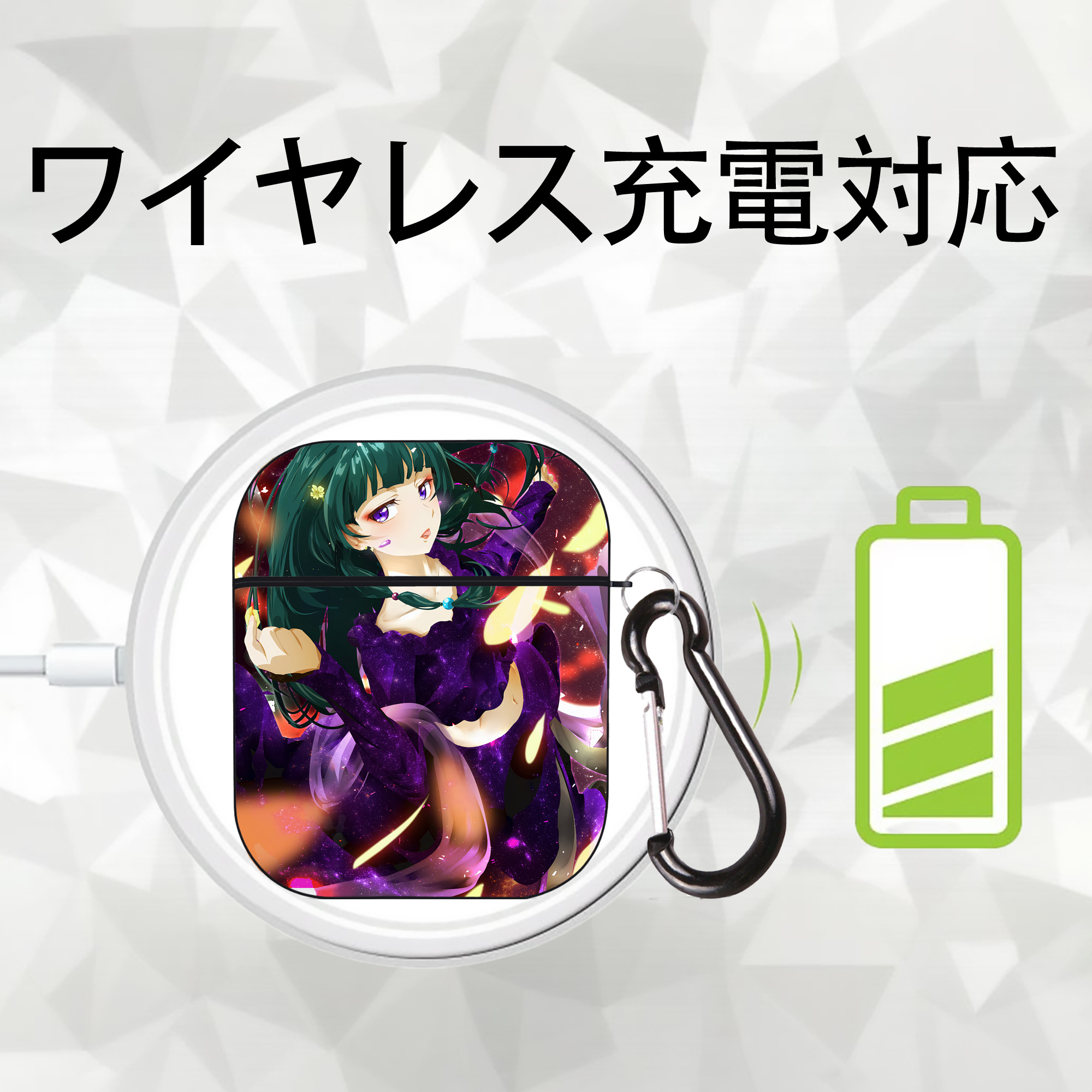 薬屋のひとりごと The Apothecary Diaries AirPods 第2世代保護ケース ハードシェル ブラック 耐衝撃・防指紋・カラビナ付き