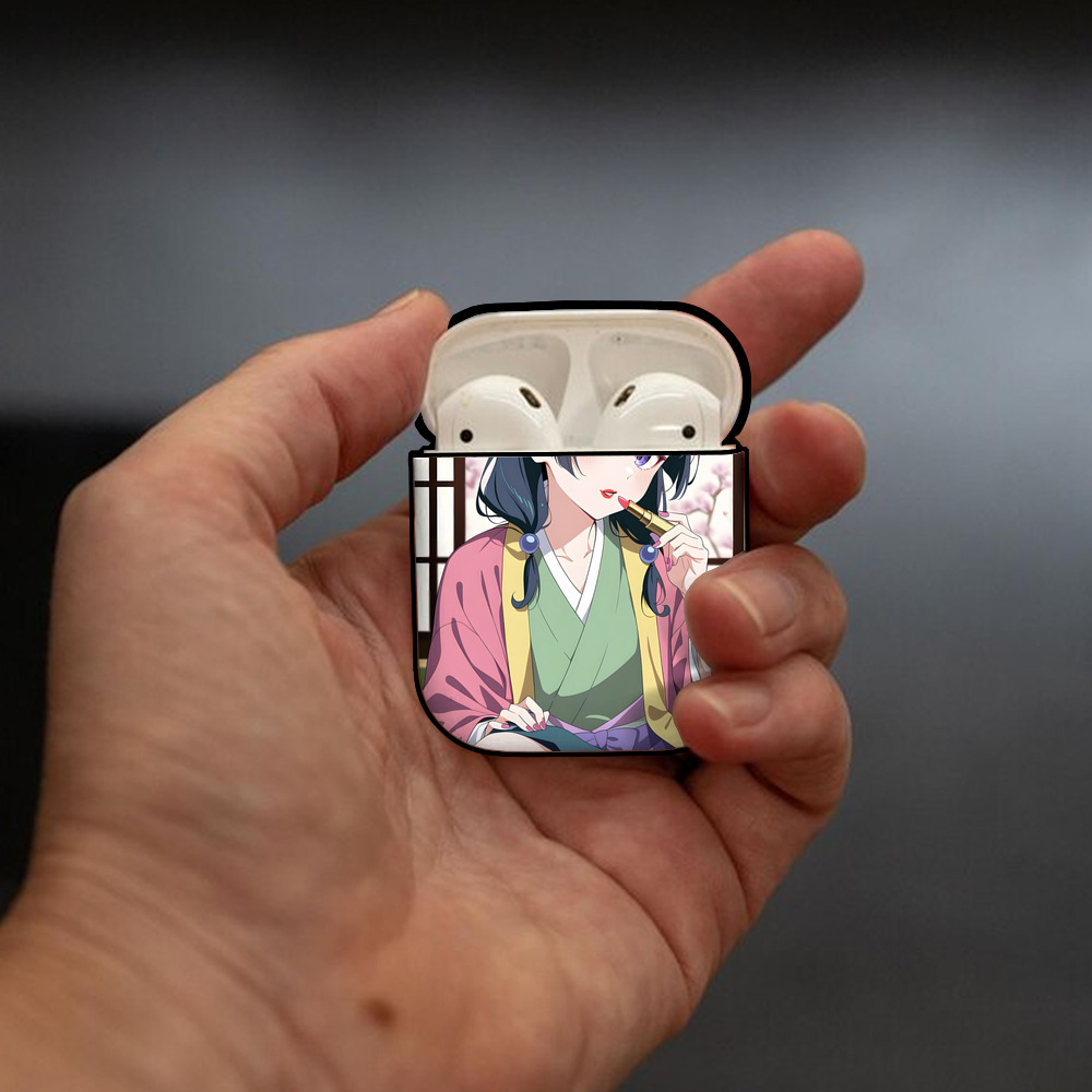 薬屋のひとりごと The Apothecary Diaries AirPods 第2世代保護ケース ハードシェル ブラック 耐衝撃・防指紋・カラビナ付き